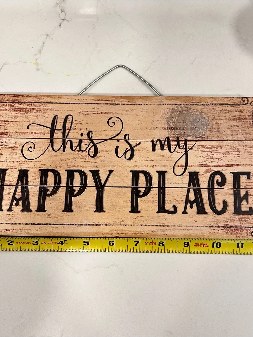 This Is My Happy Place Wood Sign - Black Text on reclaimed wood